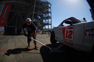 Thomas preparing the car for the next race