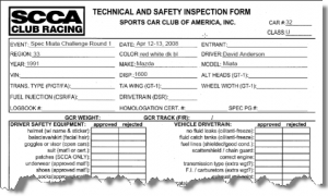 SCCA Tech Form