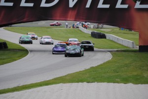 Entering the carousel in the pack, running on rain tires in the dry!